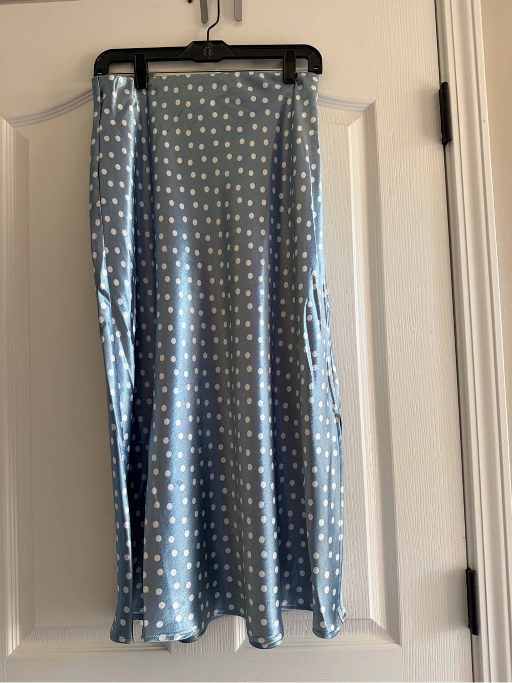 Blue Polka Dot Midi Skirt